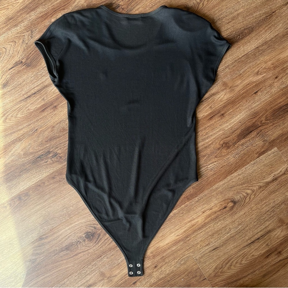 Burberry Burberrys vintage logo bodysuit short sleeve black Ribbed Sz 48 - Picture 8 of 13